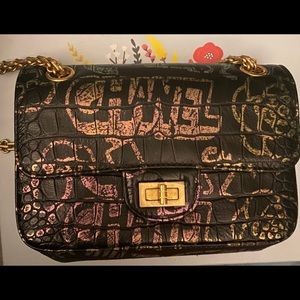 CHANEL Crocodile Embossed Calfskin Graffiti Bag